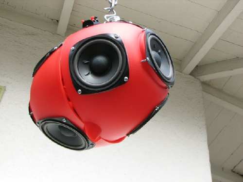 http://www.instructables.com/id/Low-cost-Spherical-Speaker-Array/